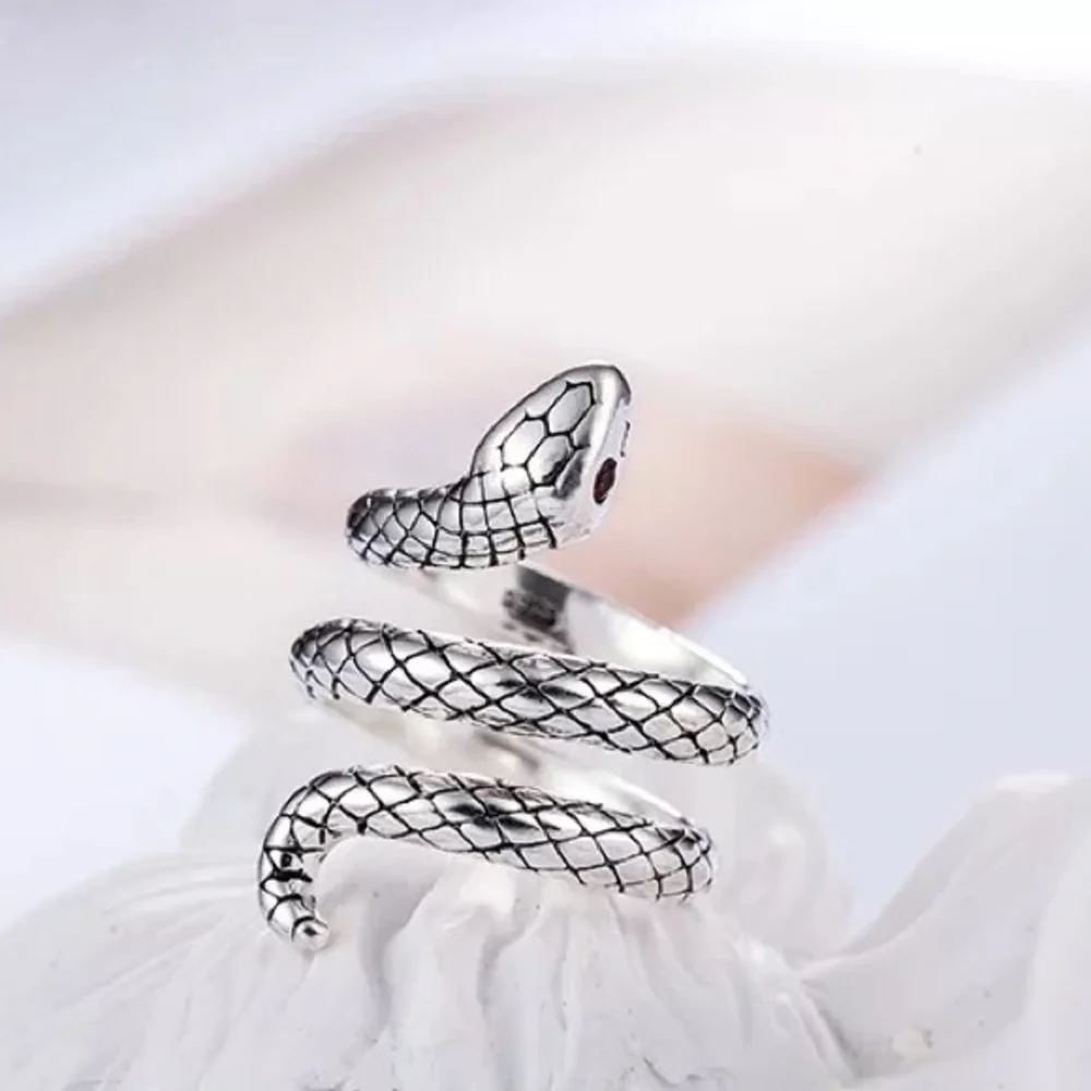 Snake Adjustable Wrap Gothic Antique Silver Ring